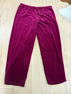 Cozy Velvet Lounge Pants in Deep Berry size XL
